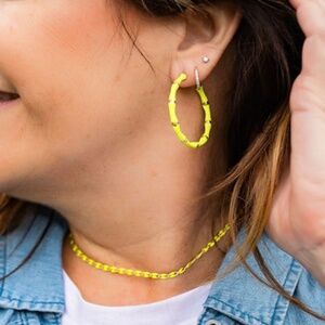 Bright yellow hoop earrings NWT